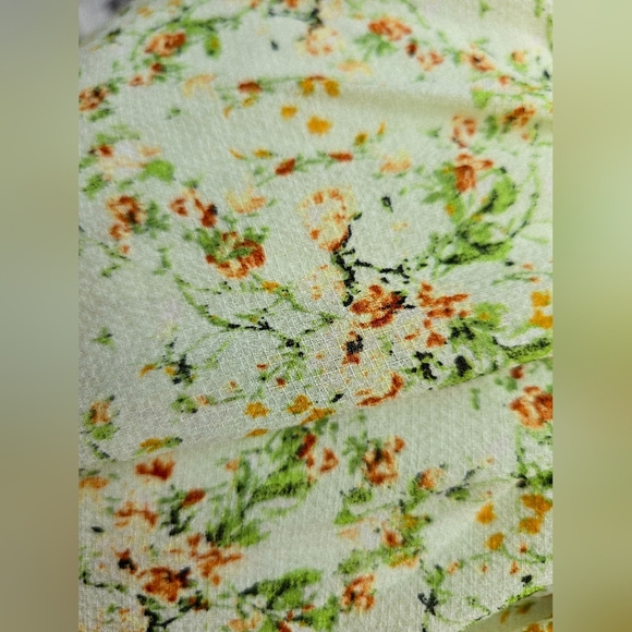 MAX STUDIO Floral Ruffle Dress Elastic Waistband Green Orange Lined Knee Size XL - Picture 9 of 11